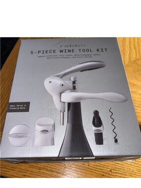 Rabbit 5-Piece Wine Tool Kit - Silver and Black
